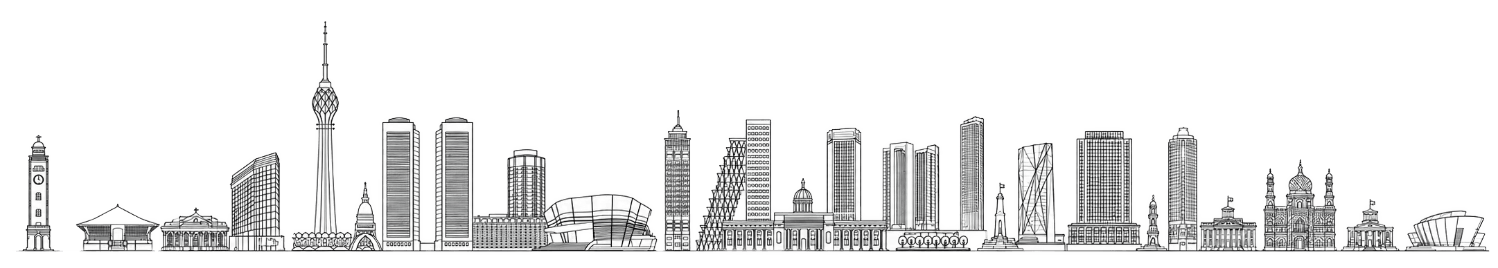 Line illustration of the Colombo skyline